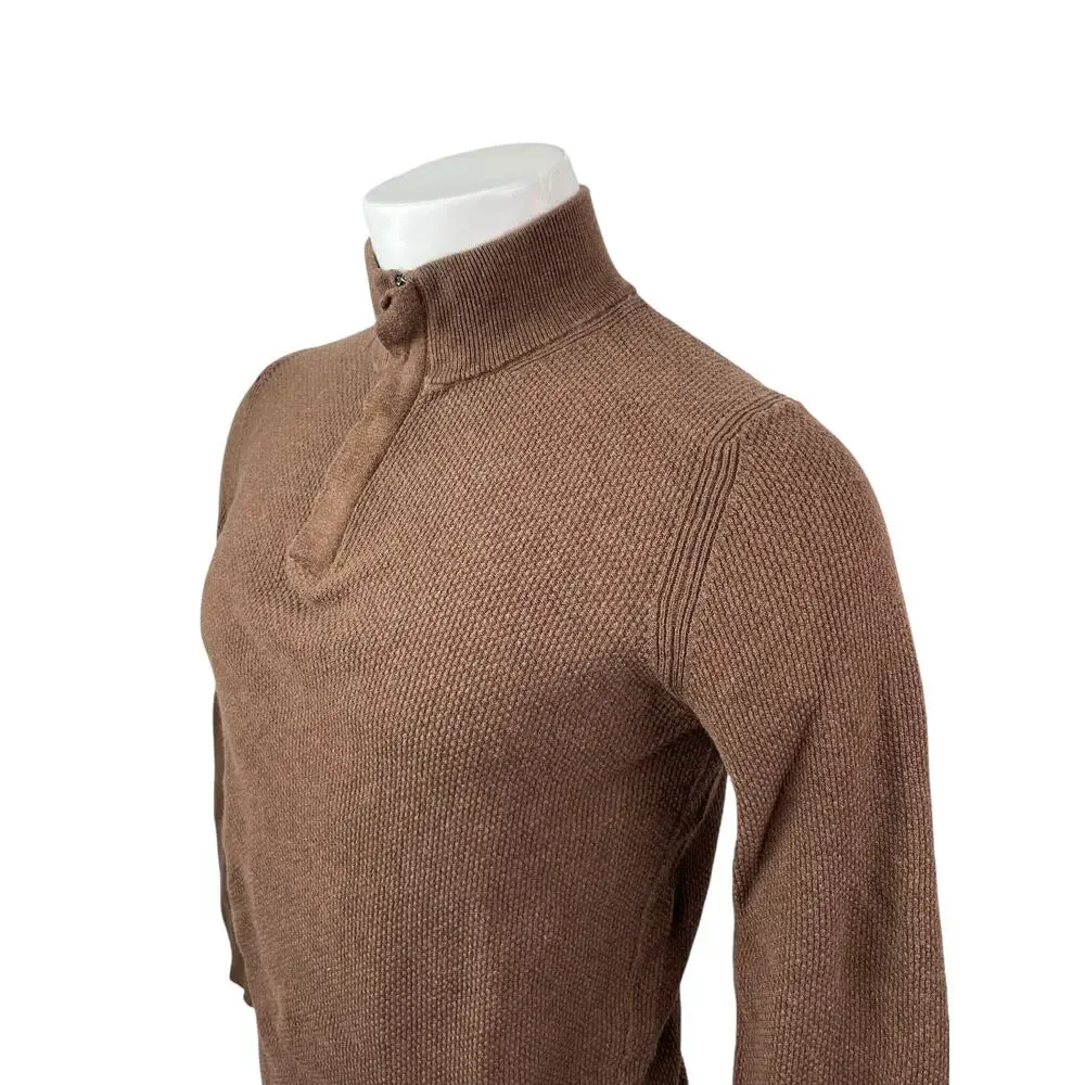Massimo Dutti Men's Brown Cashmere 1/4 Zip Waffle Knit Long Sleeve Sweater Sz S